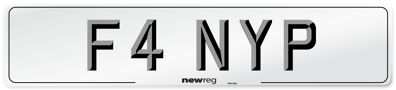 F4 NYP Number Plate from New Reg